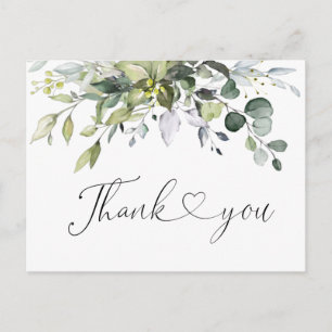 Cartão Postal Simplesmente Elegante Aquarela Eucalyptus Obrigado