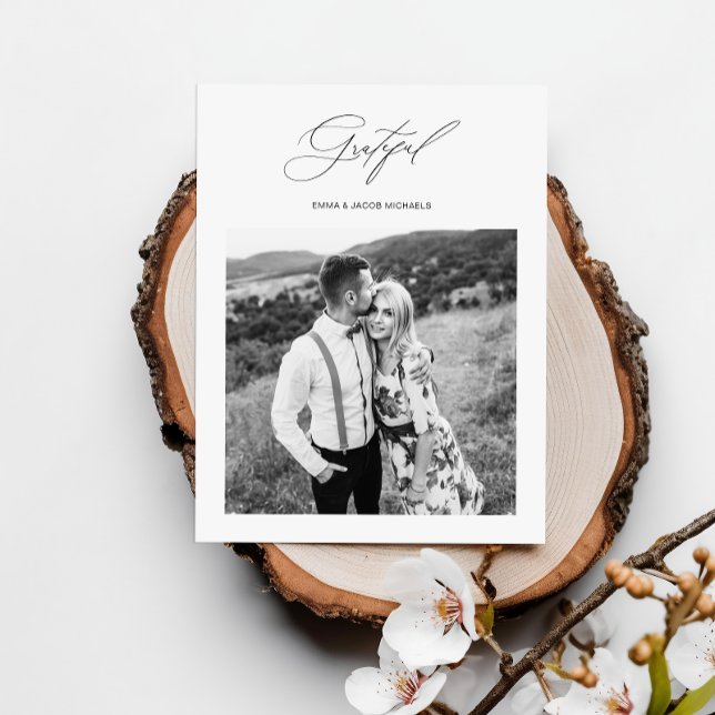 Cartão Postal Simplesmente Grata Foto de Casamento Obrigado (Criador carregado)