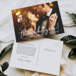 Cartão Postal Simply Chic Script Wedding Photo Thank You<br><div class="desc">Simply Chic Script Wedding Photo Thank You Postcard. For further customization,  please click the "customize further" link and use our design tool to modify this template.</div>