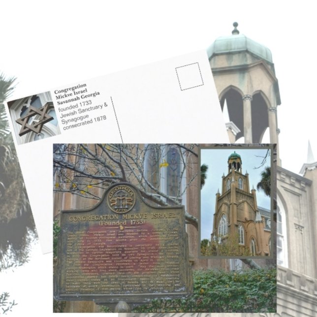 Cartão Postal Sinagoga da Congregação Mickve Israel Savannah GA (Criador carregado)