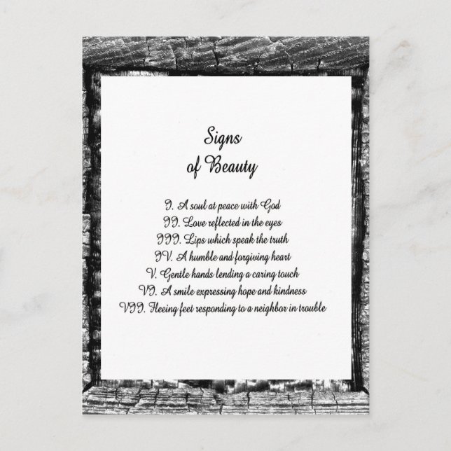 Cartão Postal Sinais de beleza (Frente)