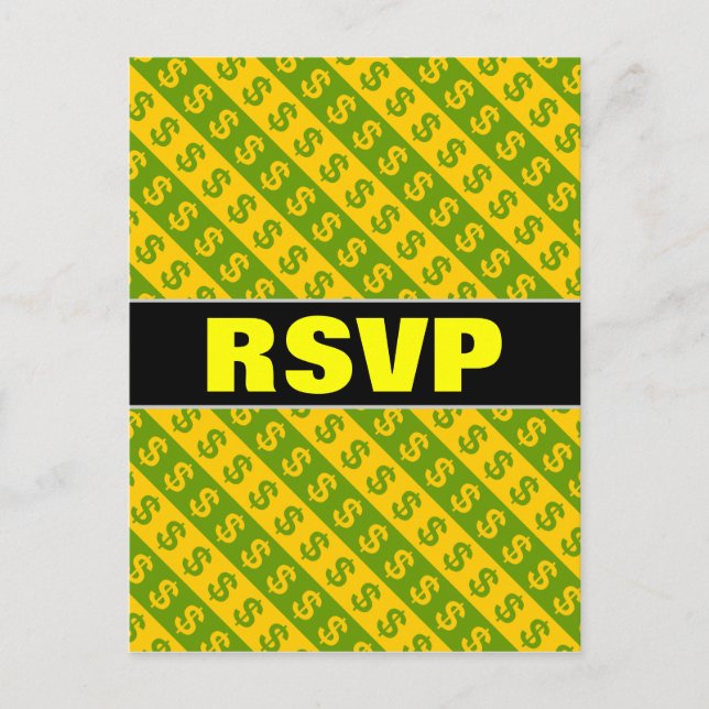 Cartão Postal Sinais de Dólar Verde e Amarelo ($) Padrão Strike (Frente)
