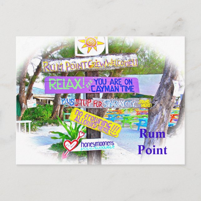 CARTÃO POSTAL SINAIS RUM POINT/GRAND CAYMAN/COLORFUL WOODEN (Frente)
