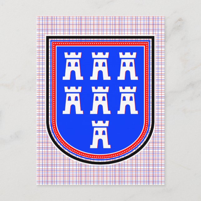 Cartão Postal Sinal Azul Saxônico Vermelho (Frente)