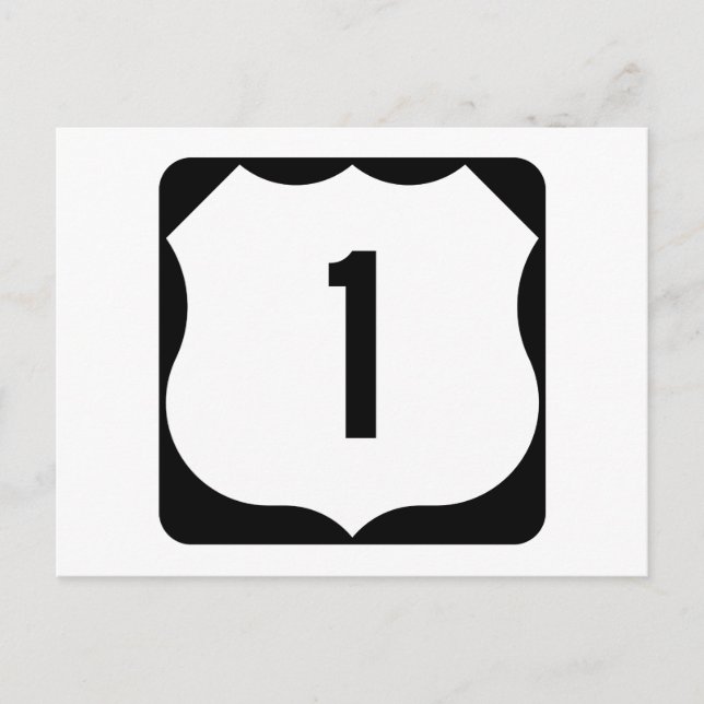 Cartão Postal Sinal da Rota 1 dos EUA (Frente)