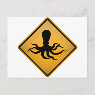 Cartão Postal Sinal de Aviso do Octopus