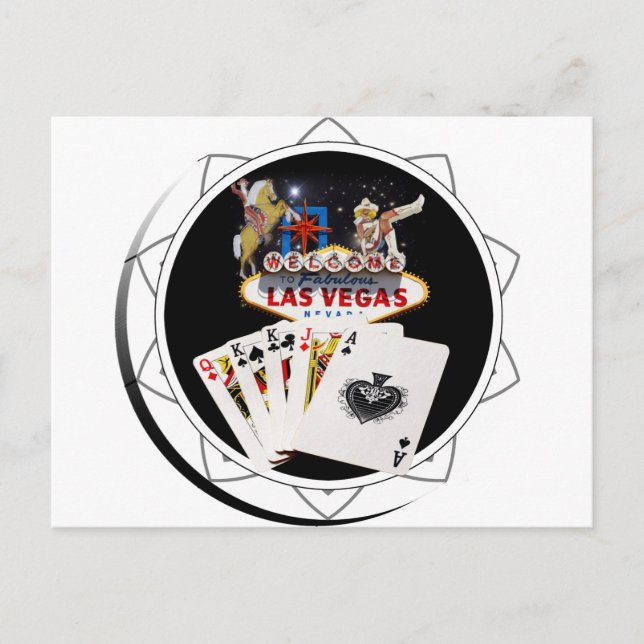Cartão Postal Sinal de boas-vindas Chip de pôquer preto (Frente)