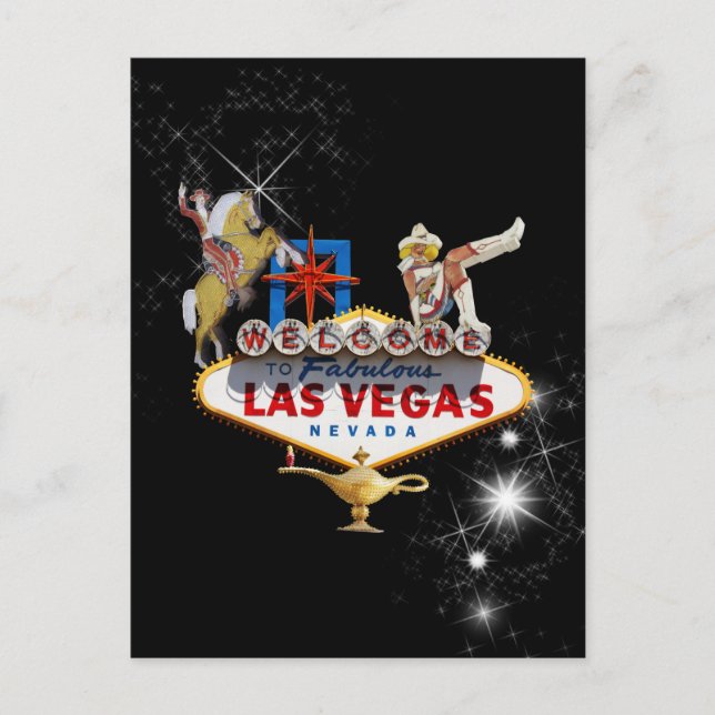 Cartão Postal Sinal De Boas-Vindas De Las Vegas No Estrelado (Frente)