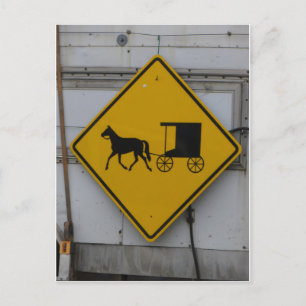 Cartão Postal Sinal de Cruzamento Amish