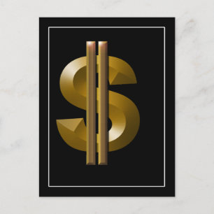 Cartão Postal Sinal de Dólar Dourado