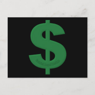 Cartão Postal Sinal de Dólar Verde