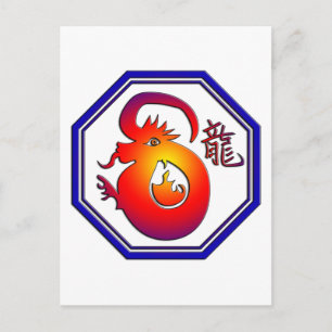 Cartão Postal Sinal de Dragão Zodíaco Chinês Presente