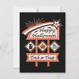 Cartão Postal Sinal de Halloween Vintage Retrô – Travessura ou D