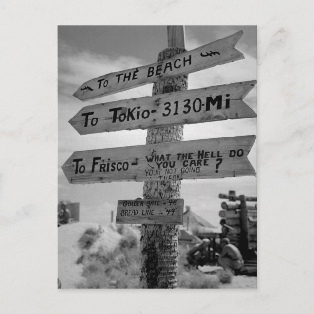 Cartão Postal Sinal de Humor Marinho Direcional da Segunda Guerr (Frente)