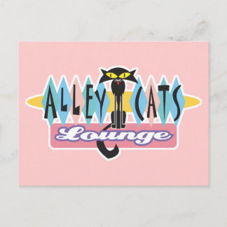 Cartão Postal sinal de lounge dos gatos retrô