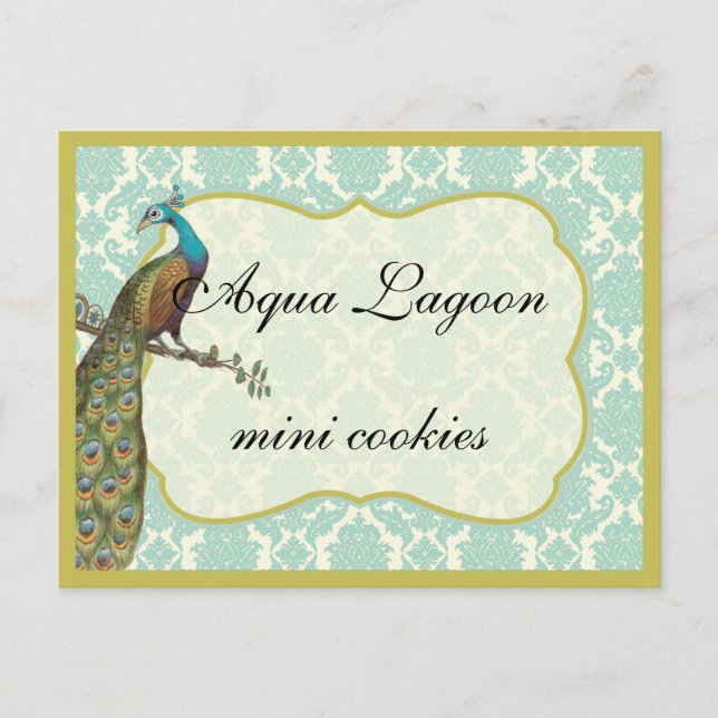 Cartão Postal Sinal de Mesa de Peackcock Dessert ou Candy Buffet (Frente)