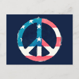Cartão Postal Sinal de Paz Americano grunge