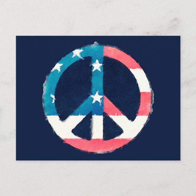 Cartão Postal Sinal de Paz Americano grunge (Frente)