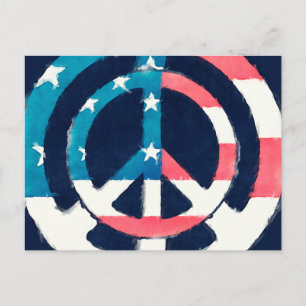 Cartão Postal Sinal de Paz Americano grunge
