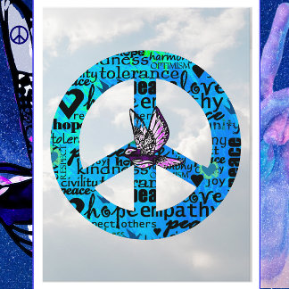 Cartão Postal Sinal de Paz com Feliz ano novo de Porta