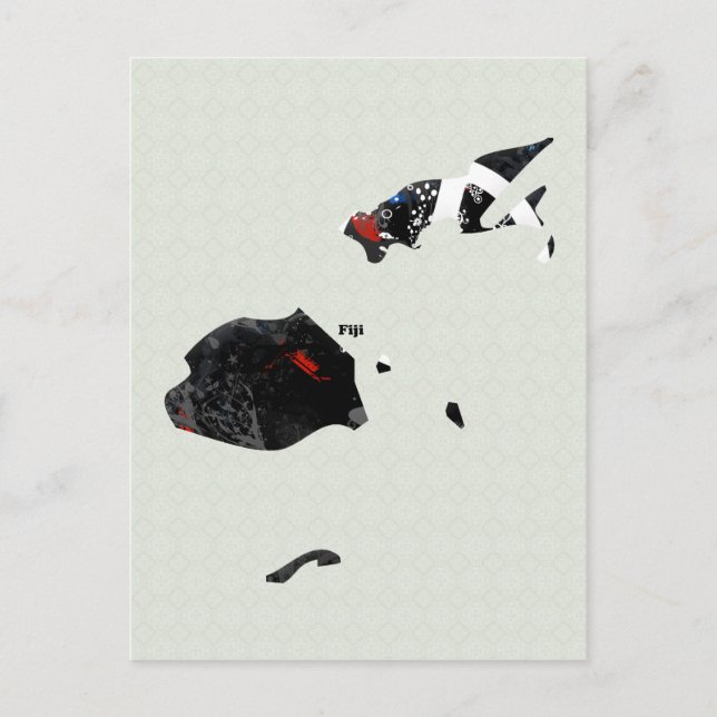 Cartão Postal Sinal de Paz de Tendência do Fiji com mapa Fijian (Frente)