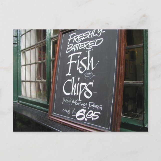 Cartão Postal Sinal de peixe e fritas (Frente)