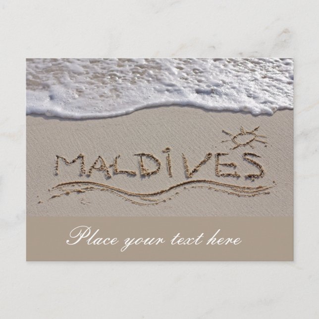 Cartão Postal Sinal de praia das Maldivas (Frente)