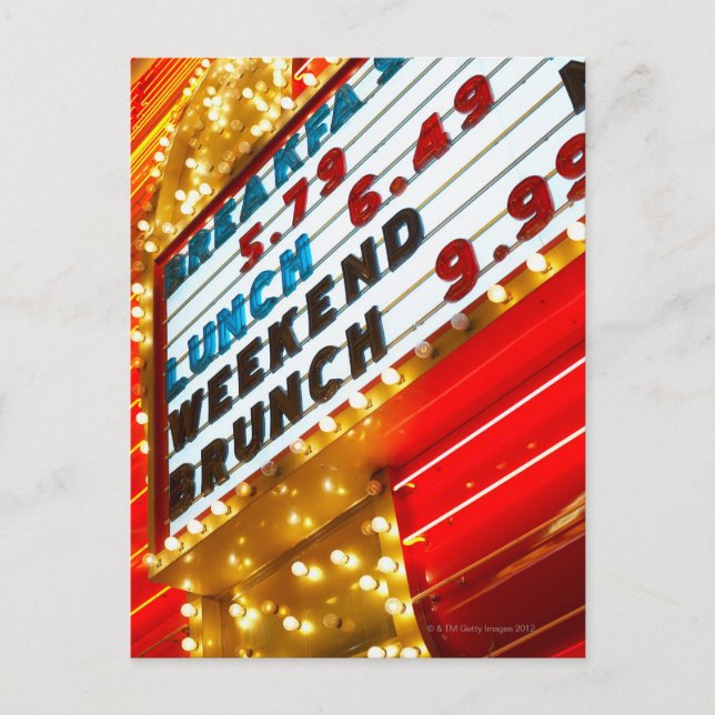 Cartão Postal Sinal de promocional Neon no cassino, Las Vegas (Frente)