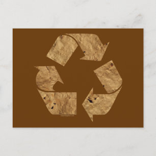 Cartão Postal Sinal de Reciclar castanho