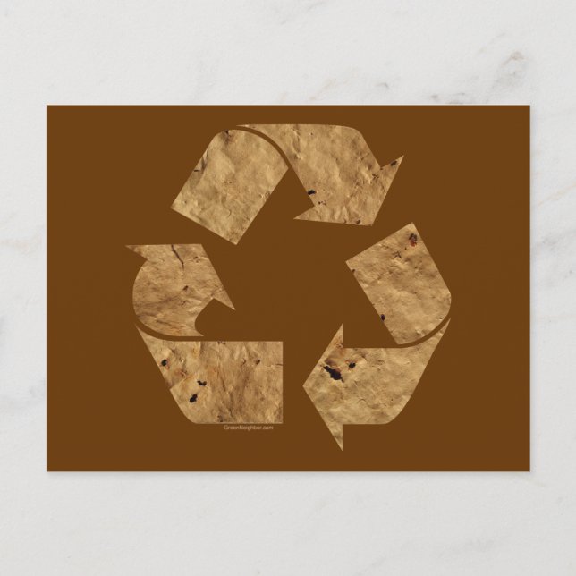 Cartão Postal Sinal de Reciclar castanho (Frente)