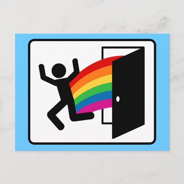 Cartão Postal Sinal de Saída da Saída do Armário (Frente)