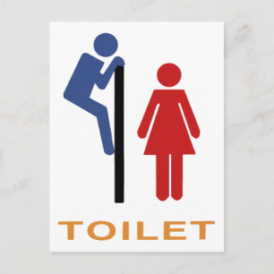 Cartão Postal Sinal de Toilet Engraçado