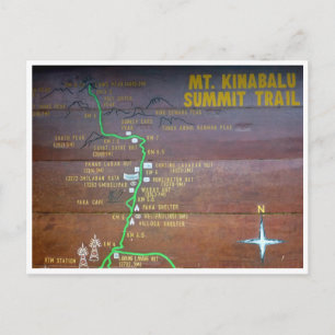 Cartão Postal sinal de trilha do mt kinabalu