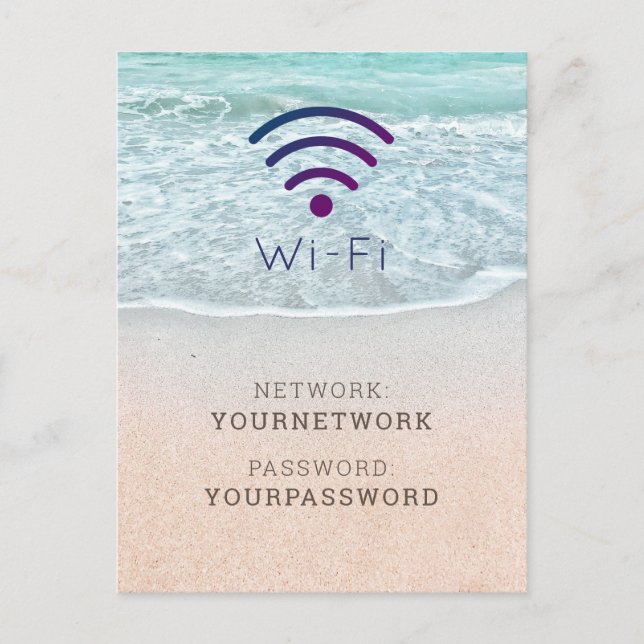 Cartão Postal Sinal de Wi-Fi de Praia de Oceano Azul Turquesa (Frente)