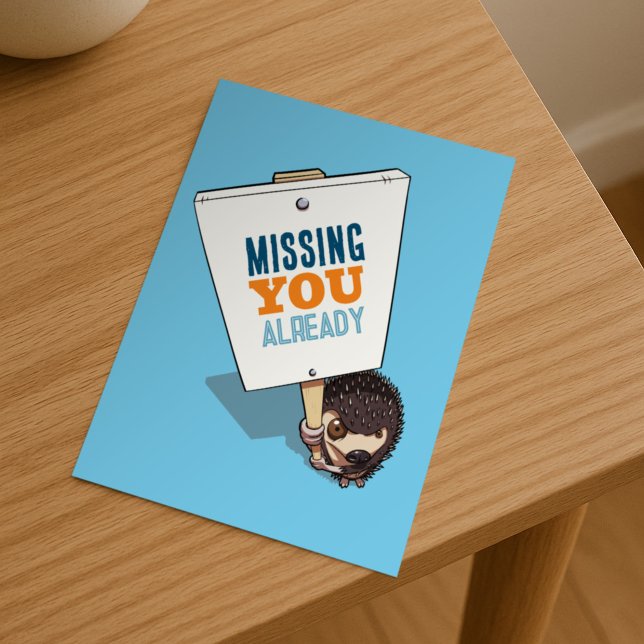 Cartão Postal Sinal deouriço-cache Missing You Already Cartoon (Criador carregado)
