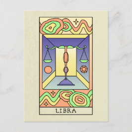 Cartão Postal Sinal do Zodíaco Libra Arte Abstrato Vintage