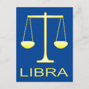 Cartão Postal Sinal do zodíaco Libra Balança Dourada