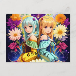 Cartão Postal Sinal Gemini Zodiac
