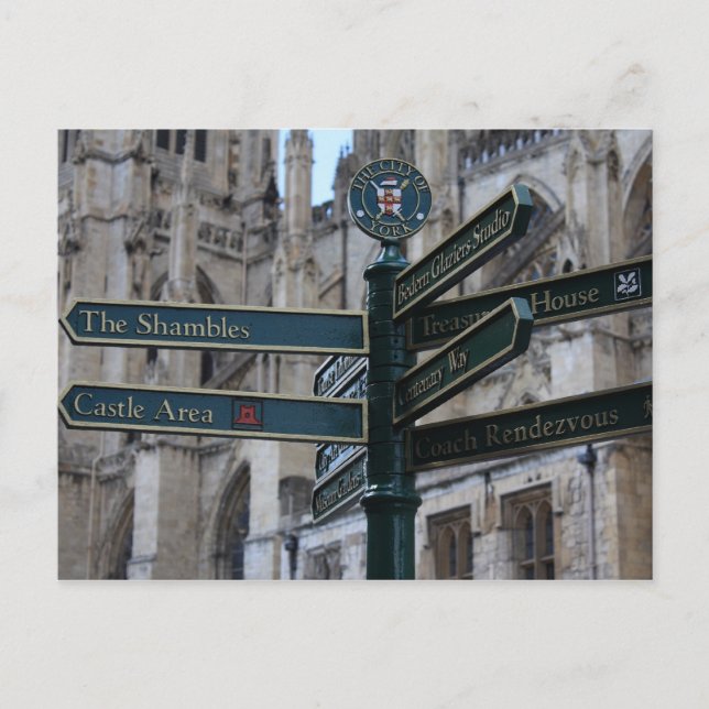 Cartão Postal Sinal na frente da igreja de York - York, (Frente)