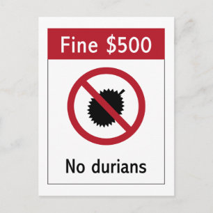 Cartão Postal Sinal No Durians (2), Singapura