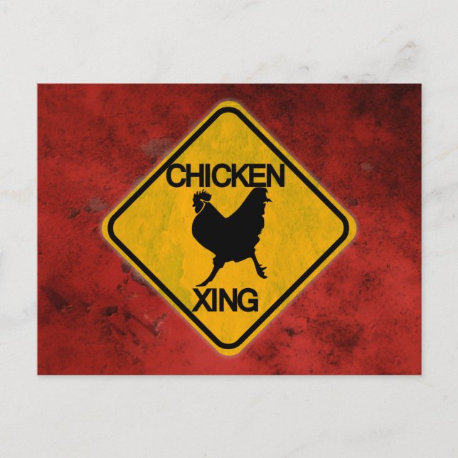 Cartão Postal Sinal Rustic Chicken Crossing (Frente)
