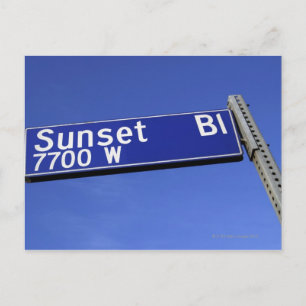 Cartão Postal Sinal Sunset Boulevard contra céu azul