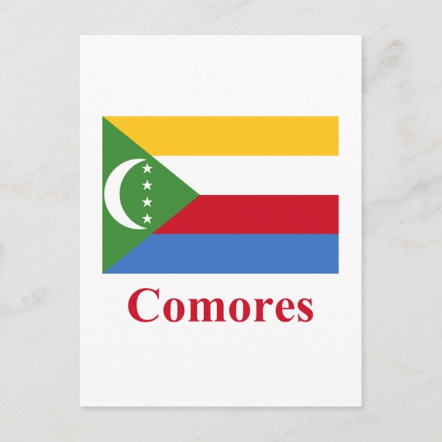 Cartão Postal Sinalizador Comores com Nome em Francês (Frente)