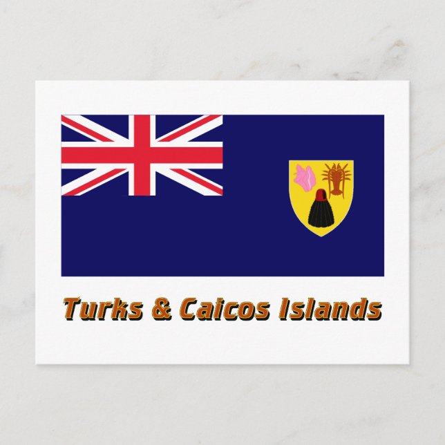 Cartão Postal Sinalizador das Ilhas Turks e Caicos com Nome (Frente)