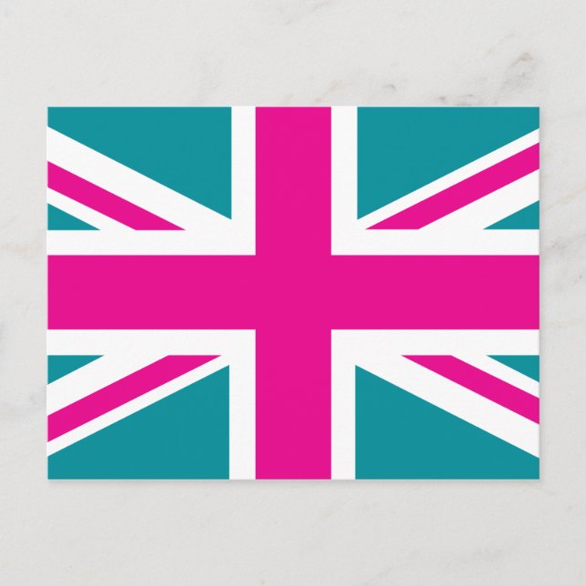 Cartão Postal Sinalizador de Chock Pink Union Jack British(UK) (Frente)