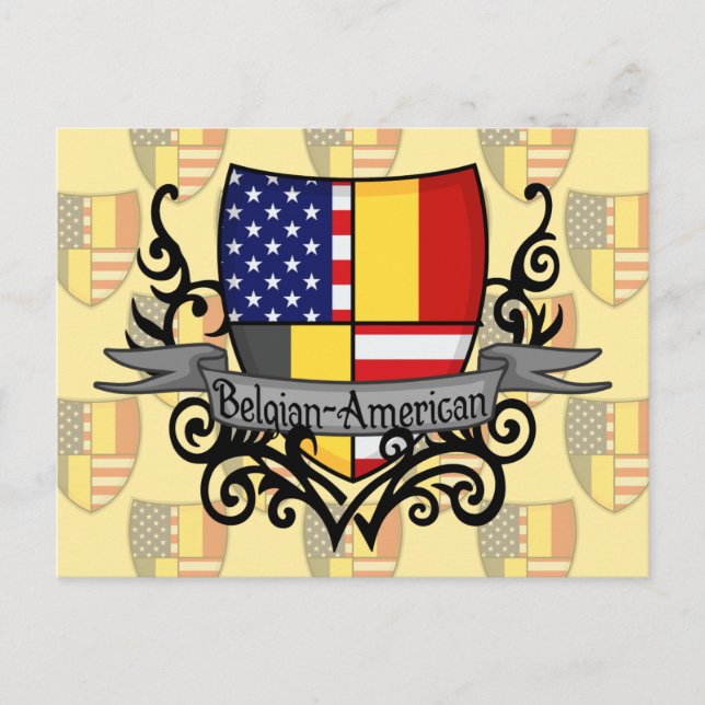 Cartão Postal Sinalizador de escudo belga-americano (Frente)