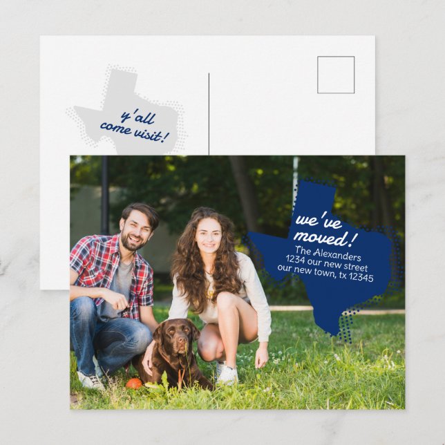 Cartão Postal Sinalizador de Estado Azul que Mudámos - Mudança d (Frente/Verso)