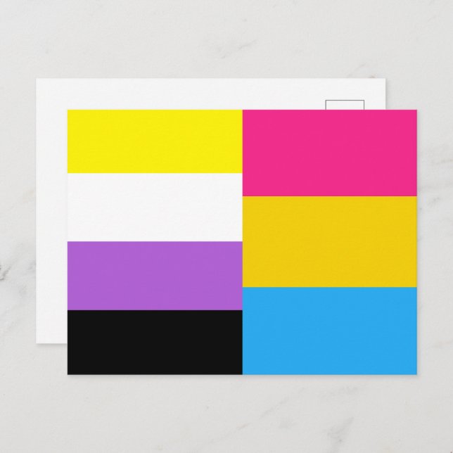 Cartão Postal Sinalizador de Orgulho Duplo Pansexual Não Binário (Frente/Verso)