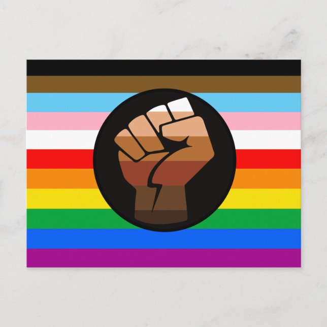 Cartão Postal Sinalizador de Orgulho POC de Progresso LGBTQ+ (Frente)