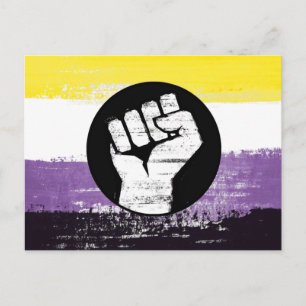 Cartão Postal Sinalizador de Protesto Pintado Não-Binário